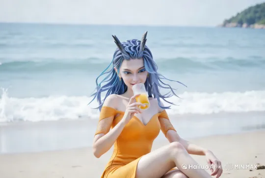 人物喝果汁，优雅 ，电影质感 by Hailuo AI Video Generator