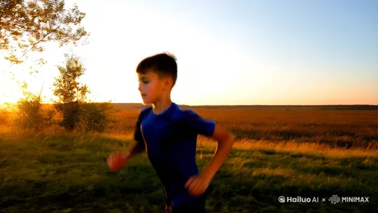 一个少年在清晨自律锻炼，锻炼完后坚持跑步3km，最后那个少年露出强壮的肌肉跟八块腹肌，少年的一天结束。 by Hailuo AI Video Generator