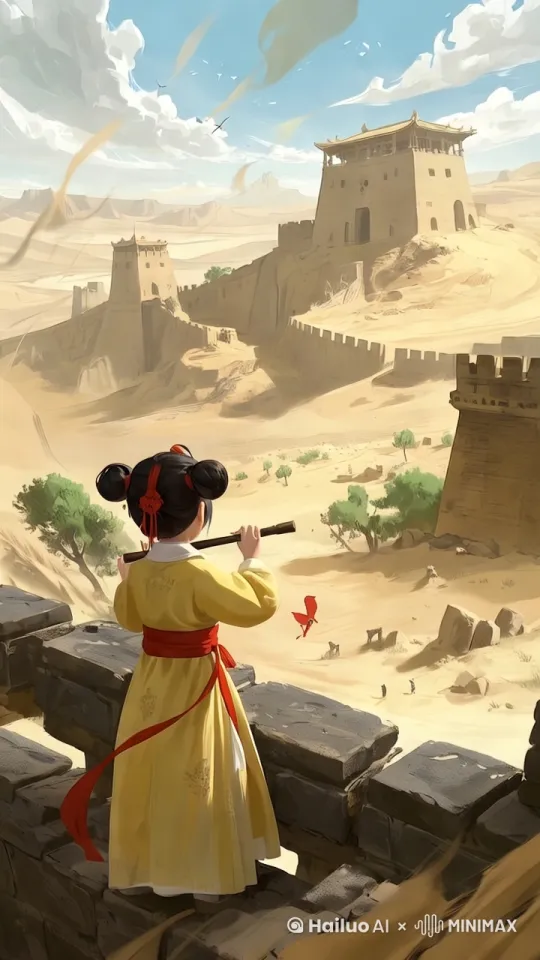 小孩在吹笛子，跟随人物，大师运镜 by Hailuo AI Video Generator