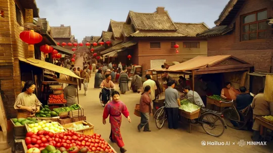 帮我拍一段孝感市毛陈镇 7080 年代故事 by Hailuo AI Video Generator