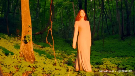 森林里走出一个性感美女唱着歌 by Hailuo AI Video Generator