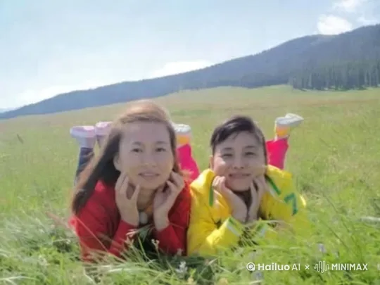 刮大风场景，对望一眼然后微笑着。 by Hailuo AI Video Generator