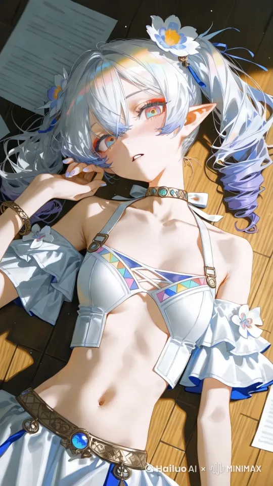 少女wink，左手撩动头发 by Hailuo AI Video Generator