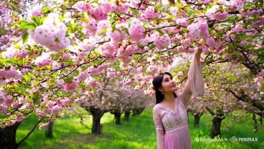 桃花下的美女 by Hailuo AI Video Generator