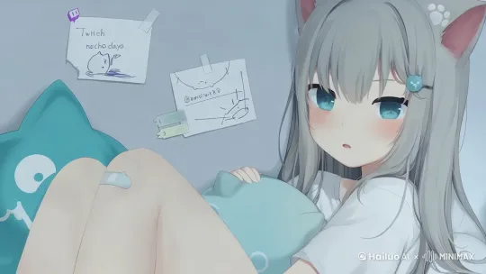人物轻微的摇晃着身体，害羞的微笑着 by Hailuo AI Video Generator
