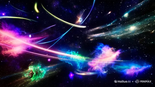 **场景描述**:  
在一个浩瀚无垠的宇宙中，星云如同五彩斑斓的云雾，散发着神秘的光芒。星系的旋臂缓缓转动，恒星在其中闪烁，仿佛在诉说着宇宙的古老故事。流星快速划过天际，留下了一道道明亮的光轨，仿佛在追逐着时间的流逝。

**细节**:  
1. **星云**: 多彩的星云如同梦幻般的画卷，粉色、紫色、蓝色和绿色的光芒交织在一起，形成了一幅幅绚丽的图案。
2. **流星**: 流星快速划过，拖曳着长长的光尾，仿佛在夜空中舞动。流星的光芒与星云的光辉相互辉映，形成了动态的对比。
3. **极光**: 带电粒子在宇宙中穿梭，形成了如同极光般的美丽光带，这些光带在星云和流星之间穿梭，增添了画面的层次感和动感。
4. **镜头运动**: 镜头持续向前移动，仿佛在穿越宇宙的深处，带领观众进入一个充满未知和奇迹的世界。

**技术参数**:  
- **分辨率**: 32K高清，确保每一个细节都清晰可见。
- **色彩**: 丰富的色彩层次，真实还原星云和极光的绚丽色彩。
- **动态**: 流畅的动态效果，流星和极光的运动自然流畅。

**氛围**:  
整个场景充满了神秘和壮丽的氛围，让人感受到宇宙的浩瀚和美丽。观众仿佛置身于一个梦幻般的宇宙中，感受到无尽的宁静和震撼。

**提示词总结**:  
"太空，星系，星云，多彩星云，流星，极光，带电粒子，32K高清，镜头向前移动，梦幻宇宙，绚丽色彩，动态光带，神秘氛围"

---

希望这个提示词能帮助您生成理想的AI艺术作品！ by Hailuo AI Video Generator