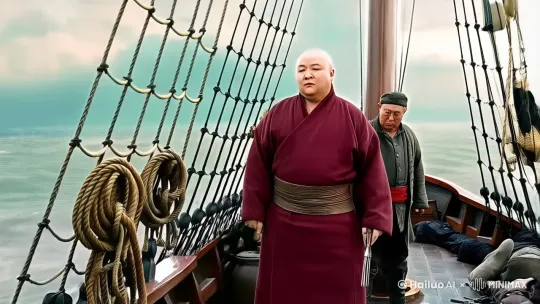　杨顶天把船上清空了，这才到船舷边儿，却见老黑叔攀着绳梯上来了，手上还拿着一把手叉子，显然是想上来给他帮忙。
　　不愧是老地下党员，胆子还挺大。
　　老黑叔一眼看到杨顶天，喜道，杨同志，你没事吧？
　　没事儿。
　　一阵风，他们都被我杀了，只留下了一个船长和一个机修工没有杀，他们也是一阵风抓来的，不算海盗都给你杀了。
　　老黑叔看着满船的尸体，人都结巴了，这还是人吗？
　　这也太厉害了吧。
　　他不知道，杨顶天其实是修成了阳神的一个元神，类同于神仙了，八仙中的吕纯阳也不过如此，说他不是人，这话还真不算骂人，上了船好半天才相信自己不是在做梦。
　　白条子也一样。
　　他们帮手把一阵风等人身上的武器，钱款什么的都搜出来，尸体扔进海里。
　　再问了吴海涛黑风岛的情形，吴海涛告诉杨顶天，岛上还有二十多名海盗，有一阵风的拜把子兄弟大海牙领着。
　　有十多条枪，不过没有机枪，唯一一挺机枪就在机帆船上。
　　杨顶天这才注意到船上还有一挺轻机枪，是比较出名的捷克士，这枪还可以了，是二战名枪。
　　老黑说，我的想法是去黑风岛，把那什么大海牙给灭了，顺便啊，把大壮他们救出来。
　　杨顶天提出建议，就他们几个人要闯海盗老窝，正常情况下是脑子进了海水，可问题是，有了阳顶天就不是正常情况了。
　　老黑鼠想了想，看着杨顶天，小杨同志，你有把握没？
　　有啊，有啊。
　　杨顶天没有半丝迟疑，老黑叔是老地下党了，胆气决断都不差，慨然点头，那听你的，我以前打过机枪，我掩护你闯一下黑风岛，我也会打枪。
　　白条子忙道。
　　吴海涛把船掉头开到黑风岛大海牙得报，率人来迎接。
　　船靠上码头，吴海涛指给杨顶天看，码头上站着的那个大脑袋抱牙齿就是大海鸭。 by Hailuo AI Video Generator