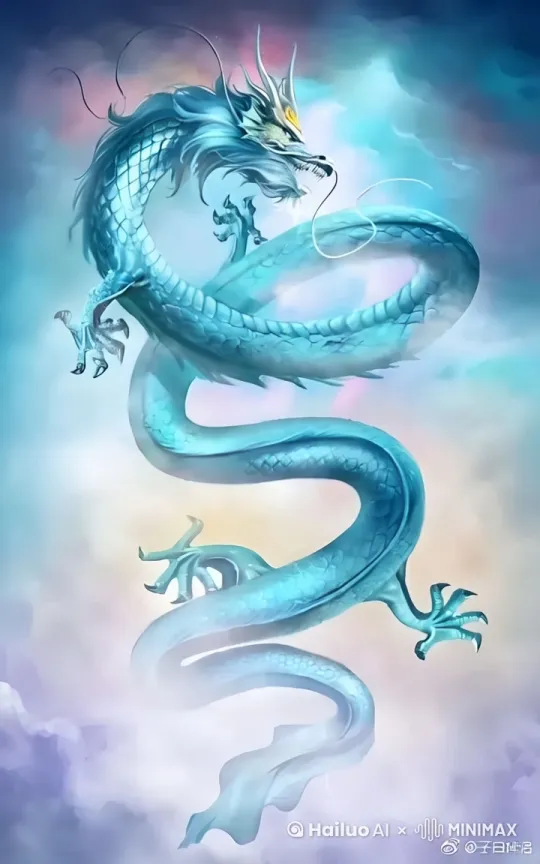 图中的龙盘旋而动，最后朝镜头怒吼，背景的云层也漂浮而动，云雾弥漫 by Hailuo AI Video Generator