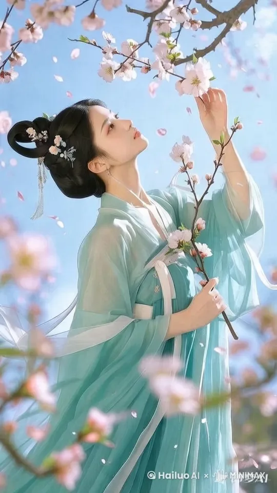 海棠花仙子在花林中翩翩起舞 by Hailuo AI Video Generator