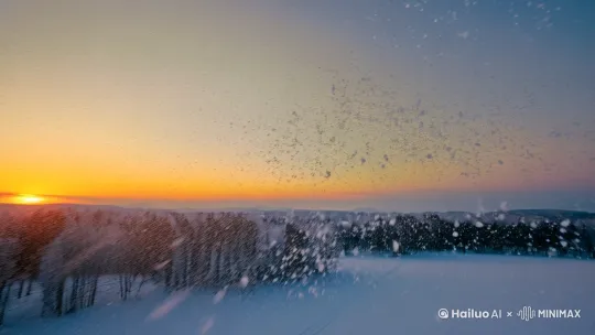 当雪花轻轻飘落，世界仿佛按下了暂停键。静下心来，感受这份纯净与美好。 by Hailuo AI Video Generator