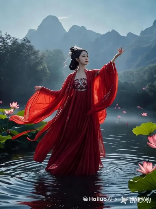 女人悬浮在低空向前飞行，快速向前飞行，快速穿越在云海，无人机俯拍捕捉飞行，镜头跟随 by Hailuo AI Video Generator