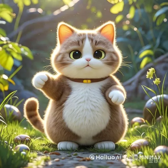 一只追不到蝴蝶，有些失落的猫 by Hailuo AI Video Generator