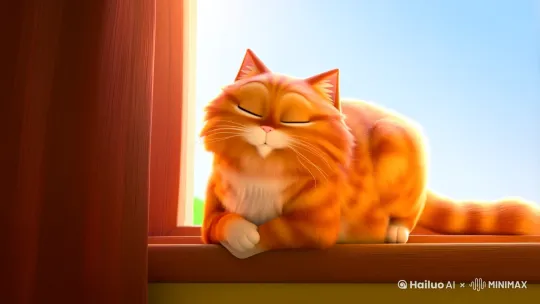 画面描述：
开场镜头：镜头缓缓推进，聚焦在一只毛茸茸的橘猫身上，它正慵懒地趴在窗边的阳光里，身上洒满了金色的光斑，眼睛半眯着，显得格外惬意。
细节特写：镜头拉近，橘猫的毛发在阳光下根根分明，柔软而有光泽，它的小爪子不时地挠挠耳朵，或是伸个懒腰，每一个动作都透着萌态。
互动场景：突然，一只蝴蝶飞到了窗边，橘猫立刻来了精神，眼睛紧紧盯着蝴蝶，身体微微弓起，随时准备扑上去。它轻巧地跳下窗台，追逐着蝴蝶在房间里跑来跑去，画面充满了活力和趣味。
背景切换：镜头切换到房间的全景，可以看到温馨的布置，墙上挂着几幅猫咪的画作，书架上摆放着各种猫咪玩具，地上铺着柔软的地毯，整个房间都充满了猫咪的元素。
结尾镜头：橘猫终于抓住了蝴蝶，它得意地坐在地毯上，用嘴巴轻轻咬着蝴蝶，眼睛里闪烁着满足的光芒。镜头慢慢拉远，整个房间恢复了平静，只留下橘猫和它的“战利品”。
风格特点：
治愈系风格：整个视频以温馨、治愈的风格为主，橘猫的可爱模样和它与蝴蝶的互动，都能让人感受到生活的美好和温暖。
高清画质：视频采用高清画质，每一个细节都清晰可见，让观众能够更好地欣赏橘猫的可爱和房间的温馨。
动态效果：视频中的动态效果丰富，橘猫的动作流畅自然，蝴蝶的飞行轨迹也十分逼真，给人一种身临其境的感觉。
适用场景：
手机壁纸：将这段视频设置为手机壁纸，每次点亮屏幕都能看到橘猫的可爱模样，让你的心情瞬间变得愉快。
桌面背景：也可以将视频设置为电脑桌面背景，让你在工作和学习之余，能够感受到一丝轻松和愉悦。 by Hailuo AI Video Generator