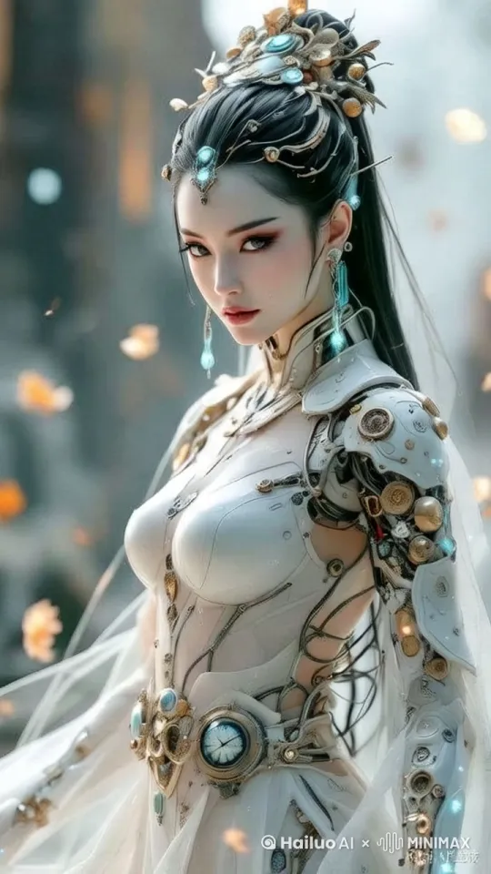 向前缓缓走动，全身微微抖动，（右至左），慢慢转身面对镜头，登上机械战马 by Hailuo AI Video Generator