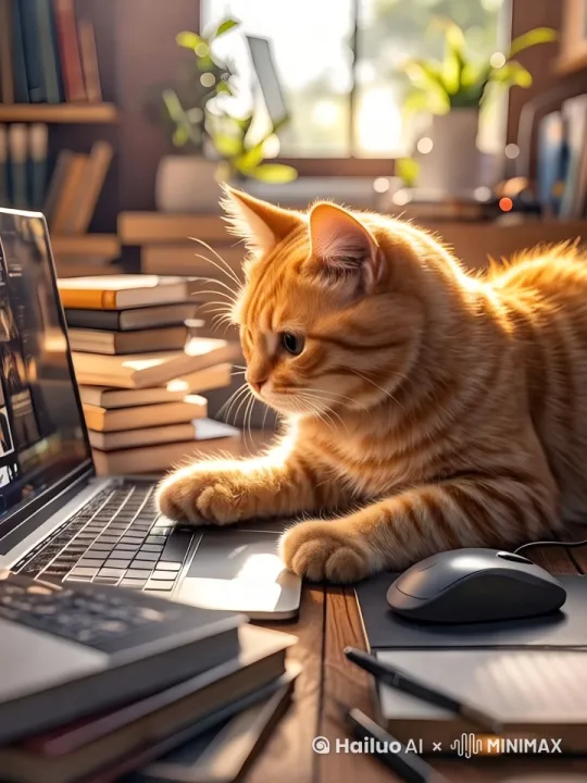 猫爪子在动，转过头面向镜头[上升,推进] by Hailuo AI Video Generator