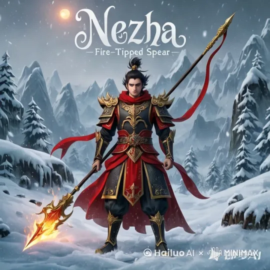 [推进]雪地里站着魔童哪吒[左移,右摇,跟随] by Hailuo AI Video Generator