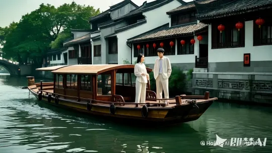 船头两个人变成穿汉服的人飞起来 by Hailuo AI Video Generator