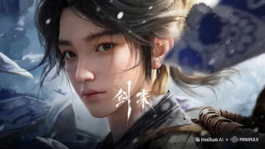 身着古代长裙，犹如摘仙一般，站在东方神龙的头上，遨游天地 by Hailuo AI Video Generator