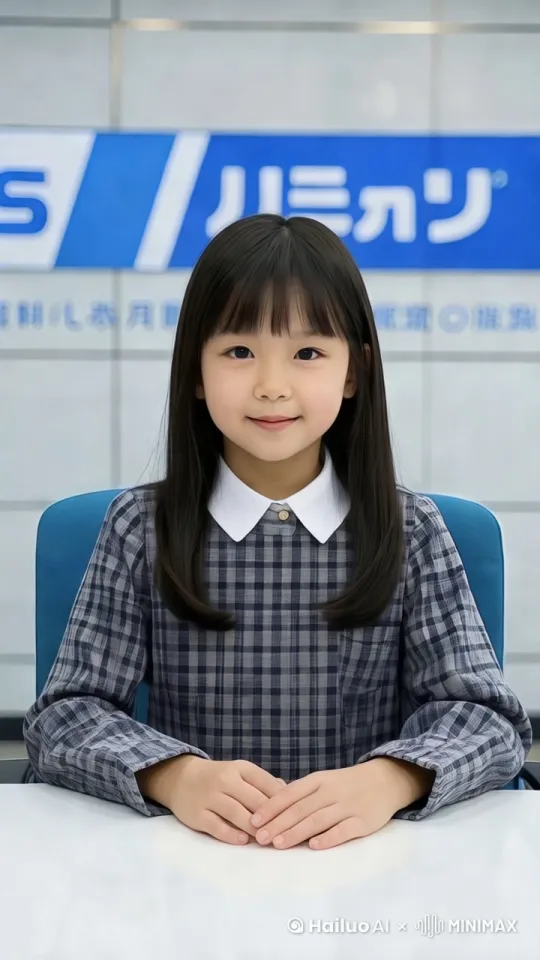 小女孩坐着，看着镜头，自然静默，固定相机拍摄。 by Hailuo AI Video Generator