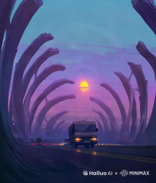 汽车行驶，镜头跟随 by Hailuo AI Video Generator