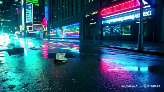 /imagine prompt: 4K cinematic, dark neo-noir style, ratio 16:9
Scene1[3s]: Rain-soaked CBD night, neon reflections in puddles distort into stock charts, tracking shot follows oxford shoes stepping on broken employee ID card 
Scene2[5s]: Close-up of formaldehyde jars with hearts wrapped in equity agreements, golden threads connect to Rolex watch face showing 1:47am
Scene3[4s]: Slow push-in on bartender's scale brooch (gold coins vs melting snowman), backlit by whiskey bottles with floating clauses 
Scene4[5s]: Dutch angle of businessman clutching burning documents, reflection in blood-red cocktail shows younger self being crucified by calendar deadlines
Scene5[5s]: Through frosted window, silhouette of bald executive smelting gold bricks from pension fund documents, match cut to protagonist's shaking hands 
Scene6[3s]: Final close-up: iPhone screen warps into organ donation contract signature field, raindrops freeze into K-line patterns
Lighting: Neon-cyan & sodium-vapor contrast --ar 16:9 --v 6 
Camera: SnorriCam for disorientation, anamorphic lens flares
Texture: Rain-streaked glass, mercury-like liquid, embossed contract textures[跟随,变焦推进,下摇] by Hailuo AI Video Generator