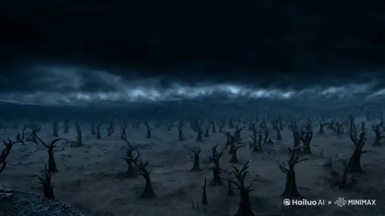 开场：远景俯拍（Establishing Shot）
画面：从高空俯拍整个落魄谷，夜幕如一块巨大的黑色幕布，沉甸甸地压在谷地上。狂风呼啸，枯树扭曲，地面上散落着碎石和枯叶，一片荒凉景象。
运镜：使用无人机或高空摄像机，从高处缓缓下降，镜头从远景逐渐拉近到谷底。这种运镜方式可以让观众感受到落魄谷的广阔和荒凉，同时营造出一种压抑和孤寂的氛围。
音效：风声呼啸，雷声滚滚，背景音乐低沉而缓慢，增强环境的压迫感。
2. 引入主角：中景平移（Medium Shot with Pan）
画面：镜头从高空缓缓下降，聚焦到谷底一个孤独的身影——方源。他身披破旧的灰色长袍，站在枯树之间，狂风卷起他的衣角和头发。
运镜：使用平移镜头（Pan），镜头从左向右缓缓移动，追踪方源的身影。这种运镜方式可以让观众感受到方源的孤独和与环境的格格不入。
音效：风声更加强烈，枯树在风中摇曳，发出刺耳的“嘎吱”声。背景音乐中加入低沉的弦乐，增强紧张感。
3. 细节刻画：特写推近（Close-up with Zoom-in）
画面：镜头推近，聚焦到方源的脸部特写。他的脸庞消瘦，轮廓分明，眉宇间透着一股冷峻和坚毅。他的眼睛深邃而锐利，仿佛能穿透这无尽的黑暗。
运镜：使用推近镜头（Zoom-in），镜头从方源的身体逐渐推近到他的脸部。这种运镜方式可以让观众更深入地了解方源内心的坚定和决心。
音效：风声减弱，背景音乐变得更加低沉和缓慢，突出方源的内心世界。他的呼吸声沉重而有力，显示出他内心的不平静。
4. 环境互动：中景跟随（Medium Shot with Follow）
画面：方源开始移动，镜头跟随他的脚步，追踪他的行动。他一步步走向谷底深处，枯树在他身边摇曳，枯叶在风中飞舞。
运镜：使用跟随镜头（Follow），镜头跟随方源的脚步移动。这种运镜方式可以让观众感受到方源与环境的互动，以及他内心的坚定和决心。
音效：风声再次增强，枯树在风中摇曳的声音更加刺耳。背景音乐中加入一些打击乐，增强紧张感和节奏感。
5. 情绪爆发：快速切换（Quick Cuts）
画面：镜头快速切换，展示方源与环境的对抗。他挥动双臂，拨开挡在面前的枯枝；他的脚步坚定，踩过地上的碎石和枯叶；他的眼神锐利，仿佛在寻找着什么。
运镜：使用快速切换镜头（Quick Cuts），展示方源与环境的对抗。这种运镜方式可以增强紧张感和冲击力，让观众感受到方源内心的挣扎和决心。
音效：风声、枯树摇曳声、枯叶飞舞声交织在一起，形成一种混乱而紧张的氛围。背景音乐变得更加激烈，加入一些高音弦乐和打击乐，增强情绪的爆发力。
6. 结尾：远景拉远（Long Shot with Pull-back）
画面：方源站在谷底深处，狂风卷起他的衣角和头发。他抬头望向夜空，眼神中透出一丝坚定和希望。镜头缓缓拉远，展示整个落魄谷的全景，方源的身影在谷底显得格外渺小，但他的精神却无比强大。
运镜：使用拉远镜头（Pull-back），镜头从方源的身体缓缓拉远，展示整个落魄谷的全景。这种运镜方式可以让观众感受到方源的渺小与伟大，以及他与环境的对抗和融合。
音效：风声减弱，背景音乐变得更加悠扬和缓慢，突出方源内心的平静和坚定。他的呼吸声变得平稳，显示出他内心的坚定和决心。 by Hailuo AI Video Generator