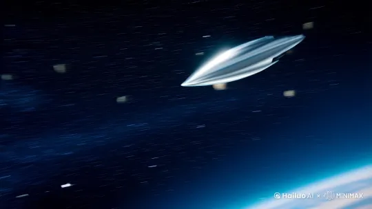 高等文明对太阳系进行打击，一发奇点炸弹射进太阳，使太阳变成了一个黑洞从而把太阳系所有的行星都吸了进去 by Hailuo AI Video Generator