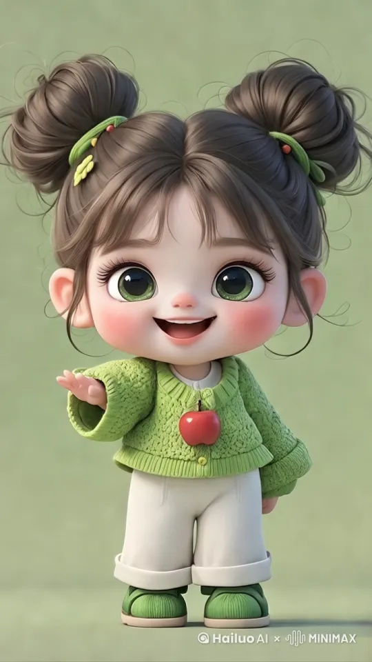 小女孩眨眼睛，嘴唇一张一合唱歌，跳舞的动作，可爱、活泼开朗，[右移,跟随] by Hailuo AI Video Generator