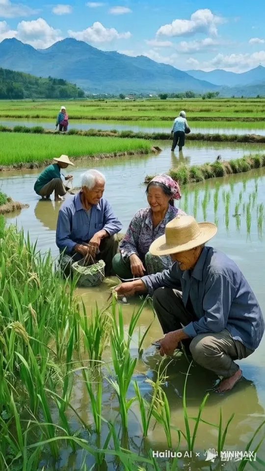 田里突然跳出一只鲸鱼，耕田的村民骑着摩托艇跑了，镜头移动，动态跟随。 by Hailuo AI Video Generator