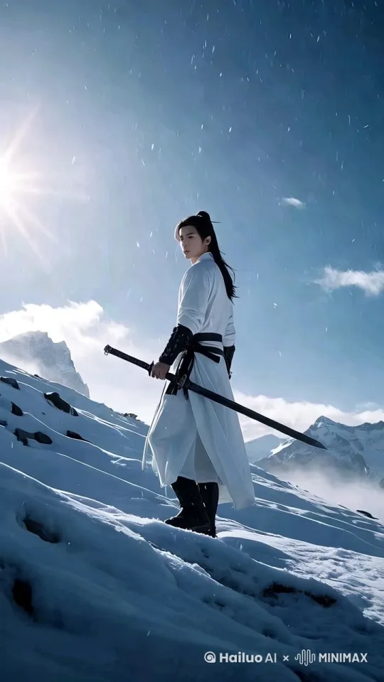 图片主体流畅，快速飞檐走壁在雪上，镜头跟随。 by Hailuo AI Video Generator