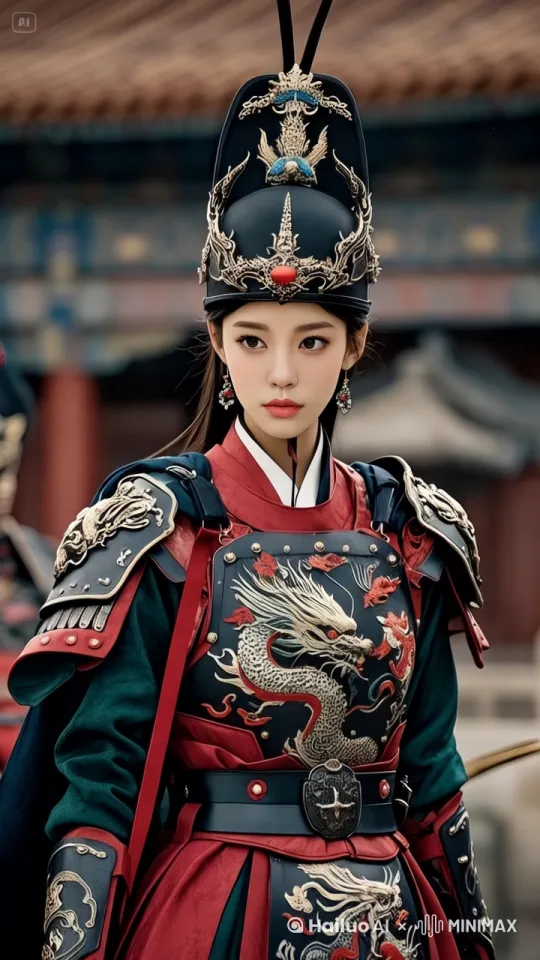 美女锦衣卫，英姿勃发，威风凛凛，她张开双臂，仰头向天[推出,上升,下摇]动作自然流畅，真实动态呈现，大师摄影作品，细节丰富，唯美风格，电影质感，超高清[推出,上升,下摇] by Hailuo AI Video Generator