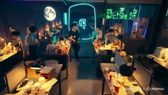 以下是为「牛马打工人深夜发疯」主题设计的视频分镜脚本，融合黑色幽默、情绪宣泄和互联网梗元素，适合社交媒体传播：

---
**时长**：2分30秒  
**风格**：赛博朋克色调+荒诞蒙太奇+ASMR音效  
**BGM**：前半段压抑电子嗡鸣，中段变速鬼畜，结尾治愈系lo-fi

---

**0:00-0:15 片头**  
- 黑屏+ASMR键盘敲击声由慢到快  
- 血红色弹幕弹出：「本视频建议23:17后观看」  
- 碎裂特效中浮现标题：「打工人的夜性症候群」

**0:16-0:30 【压力具象化】**  
- 俯拍视角：办公桌堆积如山的外卖盒/咖啡杯/药瓶（特写褪黑素）  
- 电脑屏幕蓝光闪烁：钉钉消息99+弹窗爆炸特效  
- 电子合成音念出：「需求文档V12.5版」「明早9点过会」

**0:31-0:45 【临界点爆发】**  
- 第一人称视角摇晃镜头冲进卫生间  
- 镜中倒影扭曲成牛头马面（暗喻牛马）  
- 突然静止，耳边响起老板微信语音：「这个很简单吧？」  
- 瞳孔地震特效，BGM骤停

**0:46-1:10 【发疯艺术】**  
- 蒙太奇快剪：  
  × 用咖啡在加班表画符咒  
  × 把键盘键帽拼成「run away」  
  × 对空调出风口大喊「我要仲裁！」（消音哔——）  
  × 把Excel表格拖进回收站时的恶魔笑声ASMR  
- 穿插网络热梗：  
  △ 灵魂出窍摸鱼（表情包画风）  
  △ 头顶进度条「理智0%」  
  △ 弹幕护体：「无效崩溃」「演我监控」

**1:11-1:30 【深夜魔幻现实】**  
- 窗外月亮变成公司logo  
- 街道霓虹灯变形成「福报」「闭环」「抓手」等黑话  
- 便利店关东煮冒出热气组成「离职报告」  
- 手机自动播放：「加油打工人」鸡汤短视频（0.5倍速阴间滤镜）

**1:31-2:00 【疯狂后的宁静】**  
- 慢镜头：打翻的咖啡在A4纸洇出笑脸  
- 拆开泡面附赠的「再来一桶」卡牌发光  
- 收到同事消息：「我也在肝」（附带熊猫头表情包）  
- 窗外环卫工开始工作，晨光刺破黑夜

**2:01-2:20 【赛博升华】**  
- 电脑自动生成《辞职信.docx》又瞬间粉碎  
- 手机弹出：「睡吧，明天用年假换调休」  
- 最终画面：工牌插入打卡机，显示「生存进度：364/365」  
- 隐藏彩蛋：片尾滚动字幕「本片由防猝死套餐赞助播出」

**2:21-2:30 片尾**  
- 黑屏白字：「天亮之前，允许自己当三分钟野兽」  
- 收尾音效：模拟关机声+清晨鸟鸣渐入

---

**传播点设计**：  
1. 凌晨3点定时发布，契合「深夜EMO」场景  
2. 预留二创空间：片中的空白文档/符咒图案可发起UGC填色活动  
3. 埋梗：便利店时钟显示「25:61」，引发考据党讨论  
4. 片尾提醒「记得关闭屏幕监控软件」增强沉浸感  

这种用荒诞解构现实痛点的风格，既能引发共鸣又避免过于沉重，符合Z世代「发疯文学」传播逻辑。 by Hailuo AI Video Generator
