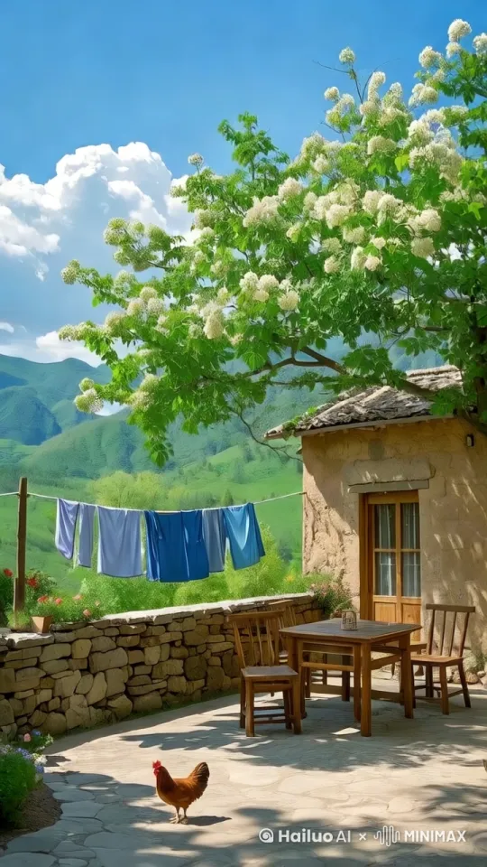 [固定镜头]起风了树叶随风摆动，小鸡悠闲踱步 by Hailuo AI Video Generator