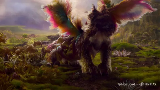 multiple species of animal combined into one hybrid, mythical creature, beautiful, highly detailed, oil painting, fantasy digital painting, masterpiece --ar 16：9
 by Hailuo AI Video Generator