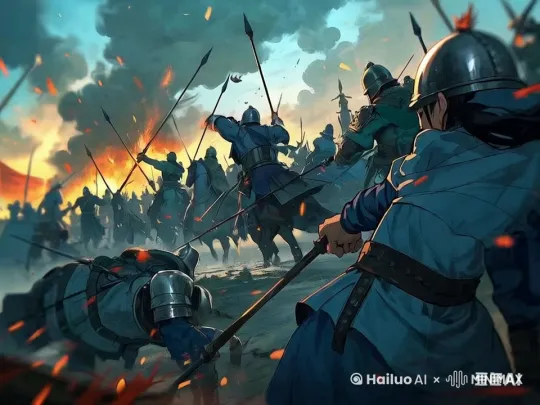 宋朝士兵被蒙古铁骑打的不堪一击 by Hailuo AI Video Generator