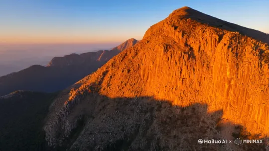 无人机视角展示日照金山 by Hailuo AI Video Generator