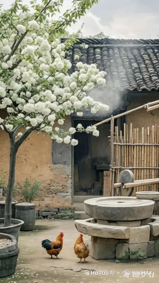 ## 食品中微风习习，白墙黑瓦的农家小院

**画面：** 长镜头缓缓推进，阳光透过树叶缝隙洒下斑驳光影，微风拂过，梨花纷纷扬扬。

**文案：** (轻柔背景音乐)

(0-5秒)  (画面：镜头穿过院门，展现小院全貌)  白墙黑瓦，岁月静好。

(6-10秒)  (画面：镜头聚焦古树，梨花特写)  一树梨花，洁白如雪。

(11-15秒)  (画面：镜头缓缓上移，展现古树参天)  百年古树，见证时光。

(16-20秒)  (画面：镜头环绕古树，展现小院细节)  微风习习，花香四溢。

(21-25秒)  (画面：镜头透过树叶，拍摄阳光洒下)  阳光灿烂，温暖人心。

(26-30秒)  (画面：镜头拉远，展现小院与周围环境)  远离喧嚣，回归自然。

(31-35秒)  (画面：镜头聚焦院中石桌石凳，桌上摆放着茶具)  一壶清茶，品味人生。

(36-40秒)  (画面：镜头缓缓拉出，展现小院全貌，渐隐)  岁月静好，现世安稳。

**音乐渐弱，画面定格在“食品中微风习习，白墙黑瓦的农家小院”字样。** by Hailuo AI Video Generator