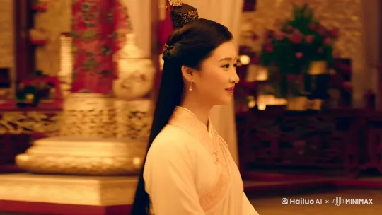 红楼梦中林黛玉进贾府时，王熙凤出现的景象，运镜跟随王熙凤行走，她向林黛玉，打招呼，笑呵呵，流畅自然，一片喜庆气氛。老电影质感，高清高质量。 by Hailuo AI Video Generator