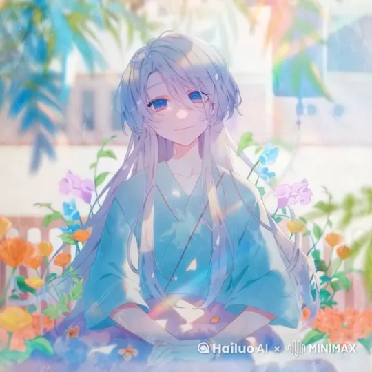 头发飘动，不眨眼，面带微笑，面对镜头，镜头不动 by Hailuo AI Video Generator