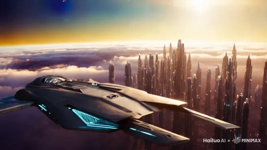 未来科技，太空城，飞船，星球 by Hailuo AI Video Generator