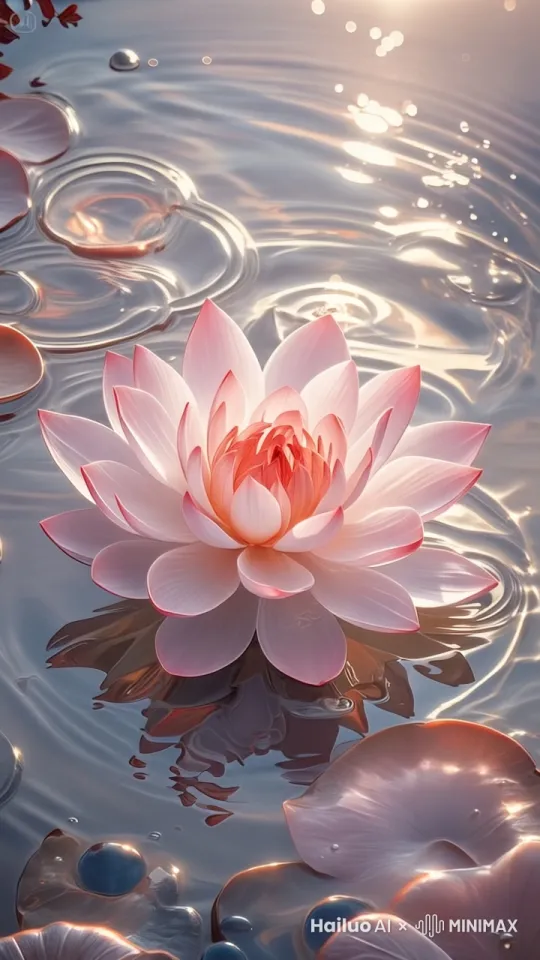 荷花在水中大幅度的飘。 by Hailuo AI Video Generator