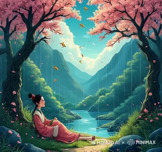 春风拂面，细雨蒙蒙。 by Hailuo AI Video Generator