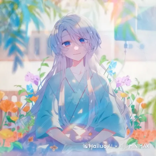 不眨眼，不动镜头，头发飘动 by Hailuo AI Video Generator