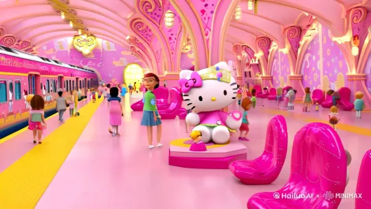**视频脚本：Hello Kitty地铁站（加强版）**

---

**[场景：一个充满Hello Kitty元素的地铁站，粉色的墙壁上装饰着Hello Kitty的图案，站台上还有Hello Kitty的雕塑和座椅。乘客们穿着可爱的服装，站台上充满了温馨的氛围。]**

**[背景音乐：轻快可爱的旋律]**

---

**[镜头1：站台全景]**

**语音播报（温柔的女声）：**  
“欢迎来到Hello Kitty地铁站，本站以Hello Kitty为主题，祝您旅途愉快！”

**[镜头2：站台上的Hello Kitty雕塑特写]**

**语音播报：**  
“Hello Kitty提醒您，请站在黄线后等候列车，注意安全。”

---

**[镜头3：远处列车驶入站台]**

**语音播报：**  
“列车即将进站，请小心列车与站台之间的空隙。”

**[镜头4：列车缓缓驶入，车身上印有Hello Kitty的图案，车窗上也有Hello Kitty的贴纸。]**

**语音播报：**  
“Hello Kitty列车已到达，请排队上车，先下后上，谢谢合作。”

---

**[镜头5：乘客有序上车，镜头跟随一位乘客进入车厢。]**

**[镜头6：车厢内全景展示]**

**语音播报：**  
“欢迎进入Hello Kitty主题车厢，车内装饰以Hello Kitty为主题，希望为您带来一段梦幻之旅。”

**[镜头7：车厢内细节展示]**

- **座椅特写：** 座椅上印有Hello Kitty的图案，头枕上还有蝴蝶结装饰。  
- **扶手特写：** 扶手是粉色的，上面挂着小小的Hello Kitty挂饰。  
- **车窗特写：** 车窗上贴着Hello Kitty的贴纸，阳光透过车窗洒进来，显得格外温馨。  
- **天花板特写：** 天花板上装饰着Hello Kitty的云朵灯，灯光柔和可爱。  
- **地板特写：** 地板上印有Hello Kitty的脚印，仿佛在引导乘客前行。  

**[镜头8：乘客坐在座椅上，微笑着拍照留念，镜头捕捉到他们开心的表情。]**

---

**[镜头9：列车缓缓驶出站台，站台上的Hello Kitty雕塑微笑着挥手告别。]**

**语音播报：**  
“列车即将出发，请站稳扶好。下一站：梦幻乐园站。”

---

**[镜头10：车厢内乘客互动]**

- 一位小朋友指着车窗外的风景，兴奋地和妈妈分享。  
- 一对情侣在Hello Kitty主题背景墙前自拍。  
- 一位老人微笑着看着车厢内的装饰，仿佛回到了童年。  

**语音播报：**  
“感谢您乘坐Hello Kitty列车，祝您旅途愉快，再见！”

---

**[镜头11：站台全景，背景音乐渐弱，画面淡出。]**

**字幕：**  
“Hello Kitty地铁站，带您驶向梦幻之旅！”

---

**[视频结束]**  

---

**视频亮点：**  
- 车内装饰细节丰富，突出Hello Kitty的可爱元素。  
- 乘客互动场景温馨，展现列车带来的快乐氛围。  
- 语音播报与画面完美结合，增强沉浸感。  

希望这个版本能更好地展示Hello Kitty地铁站的魅力！ by Hailuo AI Video Generator