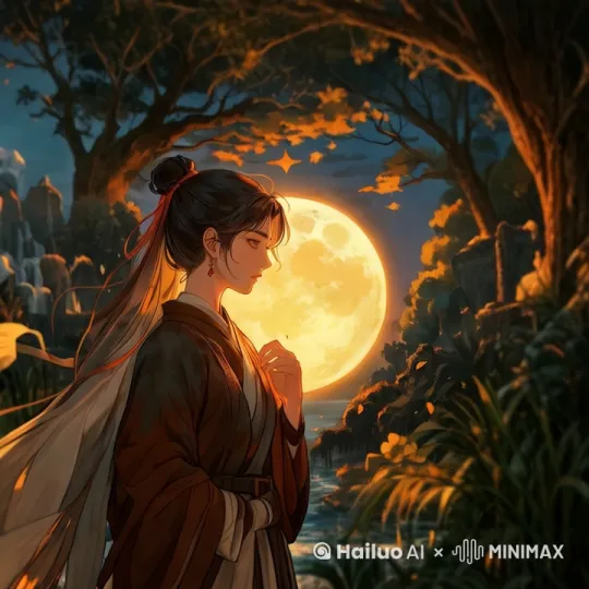 一个女人站立着思念爱人,然后抬头，画面唯美，气氛有些伤感，镜头缓缓向她推进，最后镜头停留在她的脸上维持特写镜头，女人泪眼朦胧但是没有泪痕 by Hailuo AI Video Generator