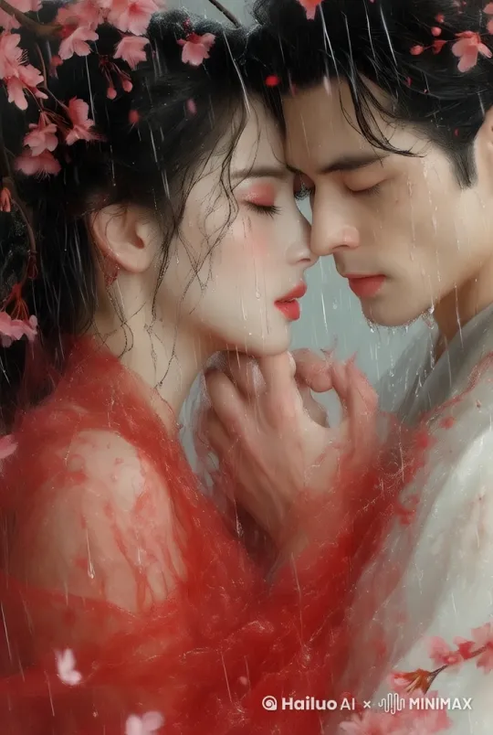 雨中两人深情地缓缓相吻 by Hailuo AI Video Generator