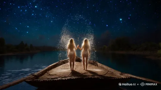 与君共化星尘去，夜夜长明照故槎。 by Hailuo AI Video Generator