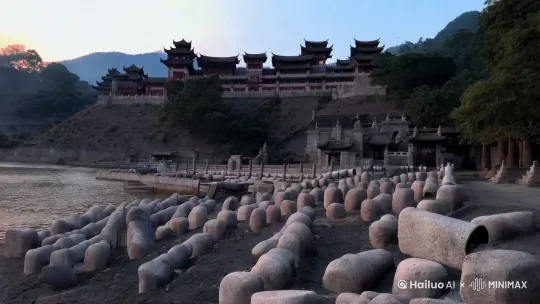 襄阳砲冷燕然石，鄂渚舟焚赤壁霞。 by Hailuo AI Video Generator