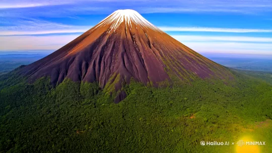 生成一个在看火山的视频，用无人机的视角 by Hailuo AI Video Generator