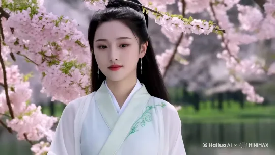 她双颊蓦地浮起一抹红晕，恰似春日枝头初绽的桃花，娇俏动人。眼眸微微低垂，长长的睫毛如蝶翼般轻颤，似是藏着无尽的羞涩。嘴角轻轻上扬，噙着一抹若有若无的浅笑，恰似微风拂过湖面，泛起丝丝涟漪，柔美而含蓄。那笑意里带着几分腼腆，几分娇怯，让人见之难忘 。 by Hailuo AI Video Generator